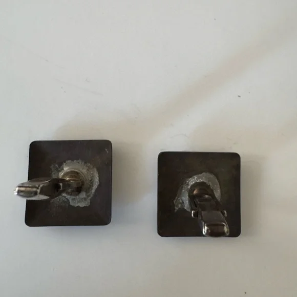 Abstract enamelled copper Square cuff links - Picture 3 of 4